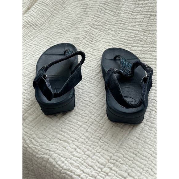 Fit Flop Suede and Jewel Platform Thong Sandal Navy Size 7 - Picture 7 of 8